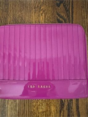 Ted Baker Patent Quilted Tablet Case in Magenta Pink